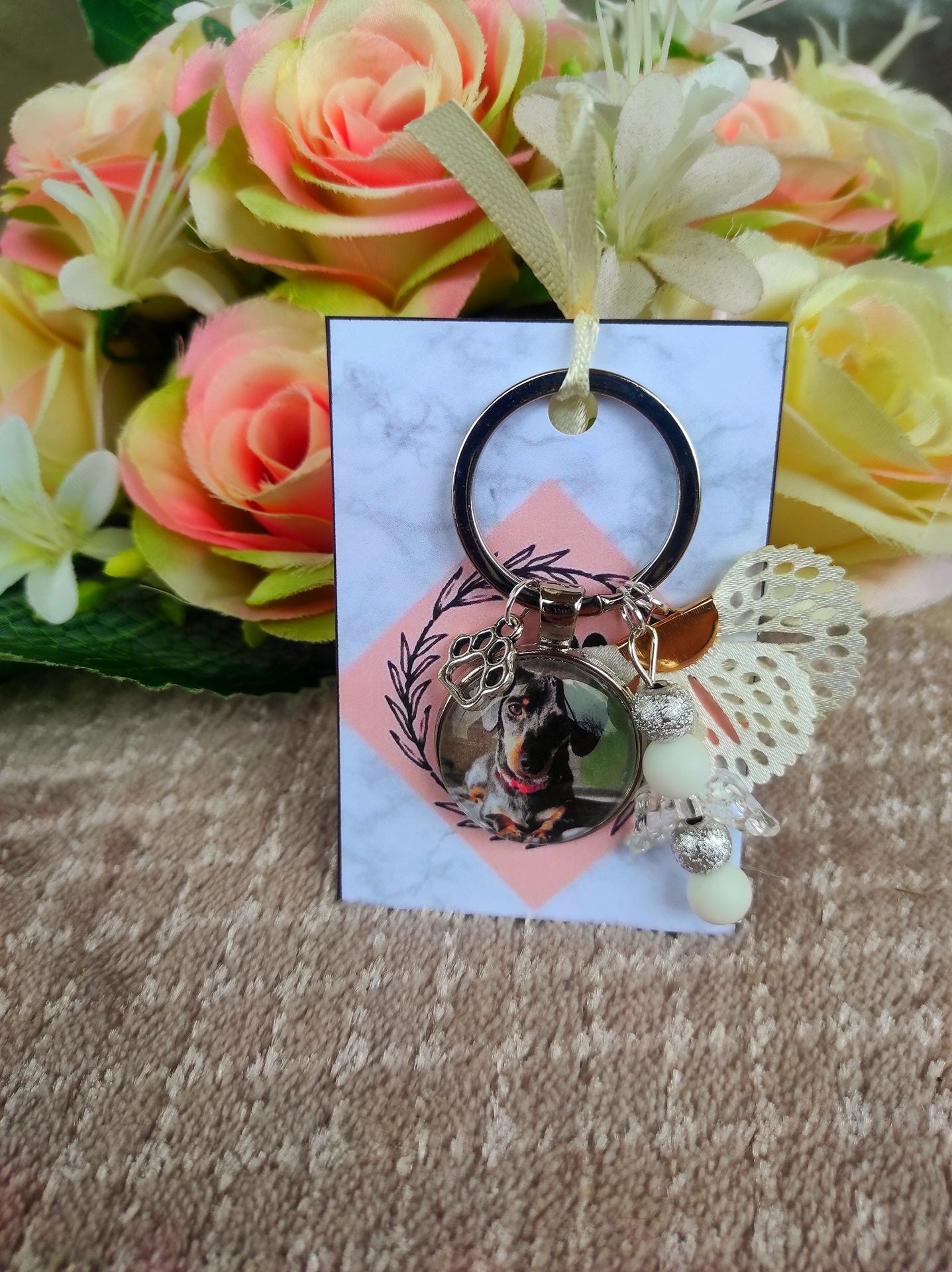 Egyedi képes kutyusos kulcstartó